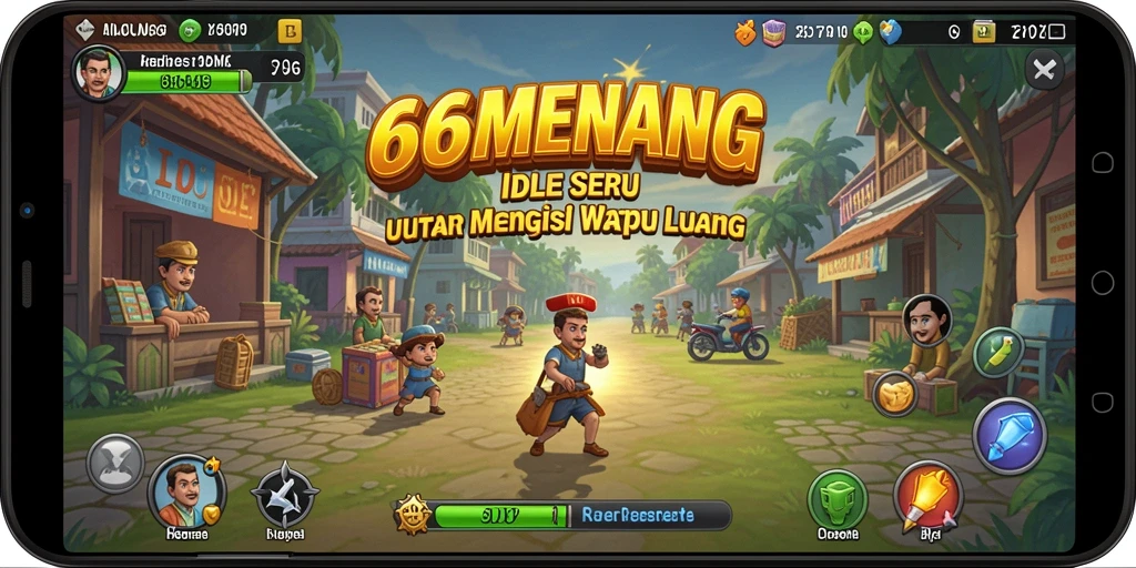 Tampilan gameplay 66MENANG dengan karakter yang unik.