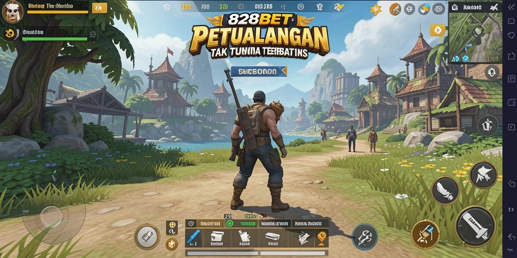 Screenshot gameplay 828BET yang menampilkan dunia terbuka yang luas.