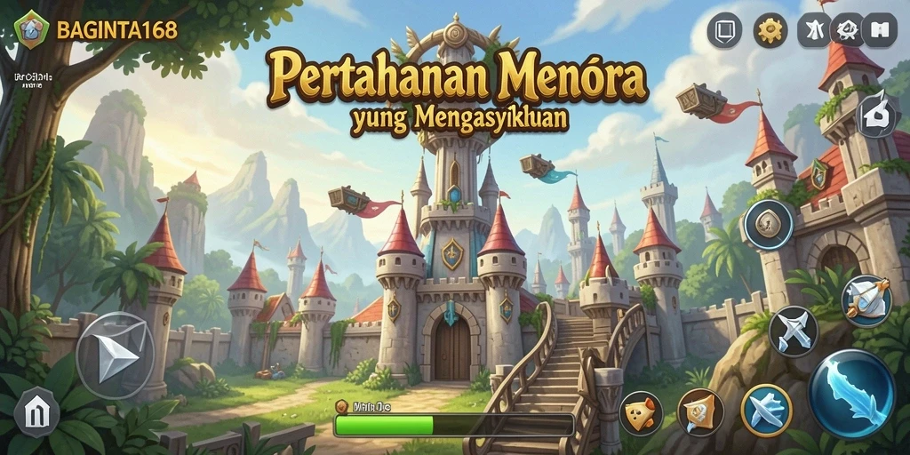 Tampilan gameplay menara pertahanan yang menegangkan dan strategis.