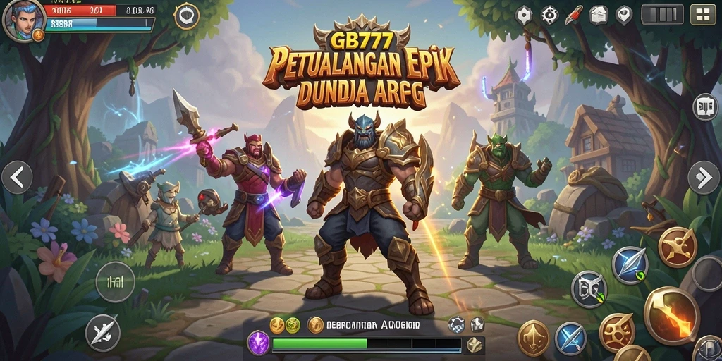 Tampilan aksi seru di GB777 dengan karakter yang berjuang melawan monster.