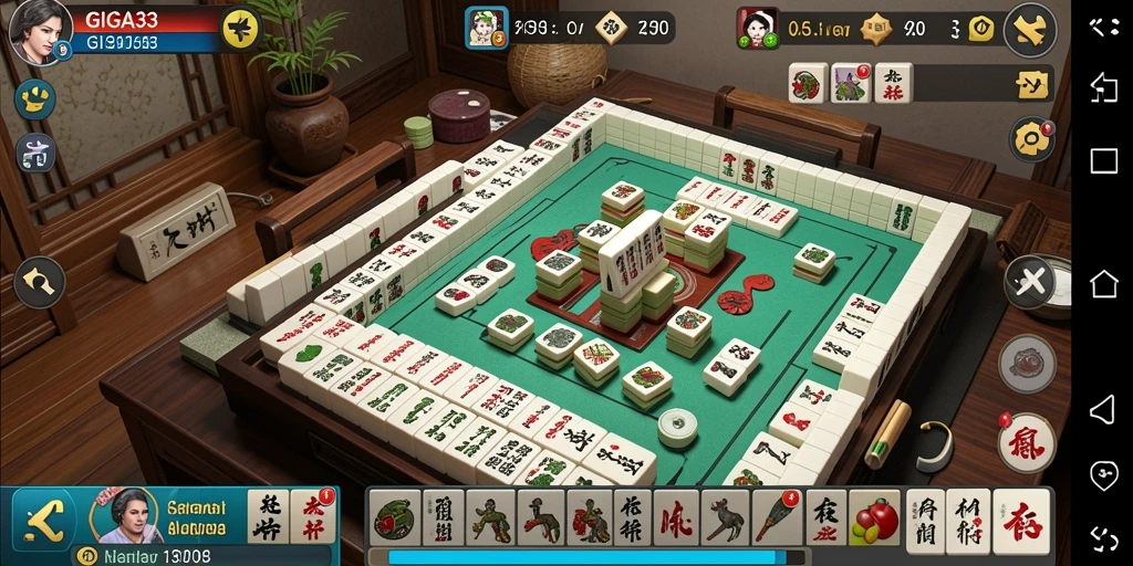 Tampilan menarik dari gameplay GIGA33 dalam permainan Mahjong.