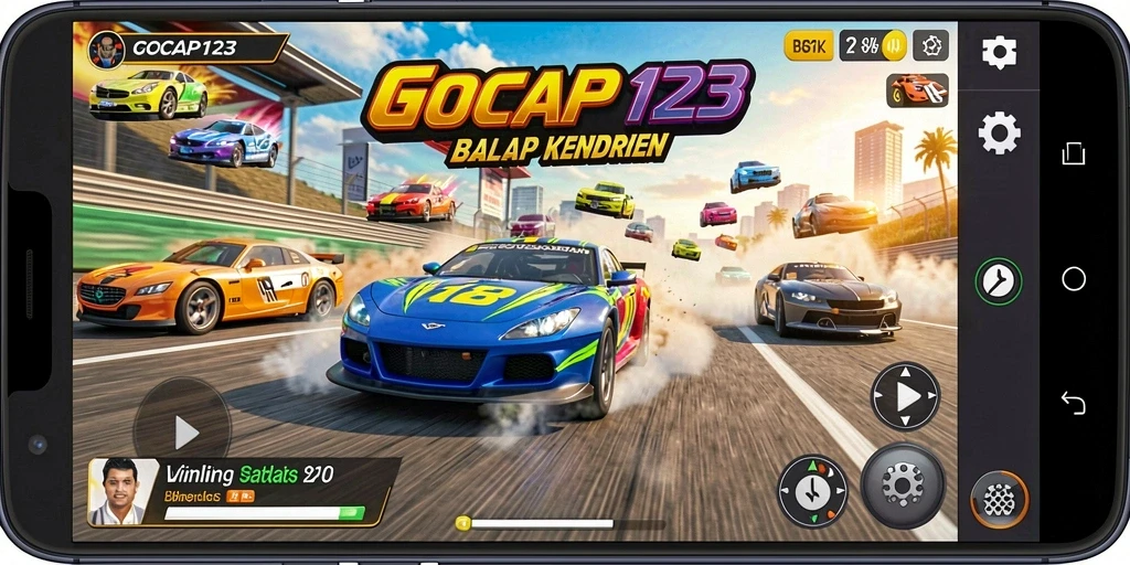 Screenshot GOCAP123 menunjukkan intensitas balapan dengan grafis yang memukau.