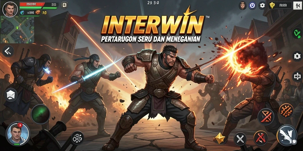 Tangkapan layar menunjukkan pertarungan seru dalam INTERWIN.