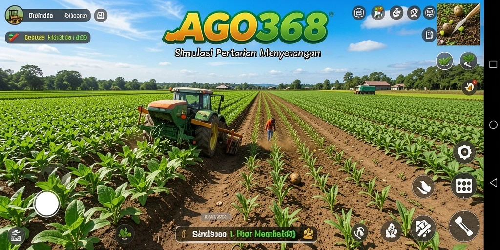 Screenshot gameplay JAGO368 menampilkan ladang pertanian yang rimbun.