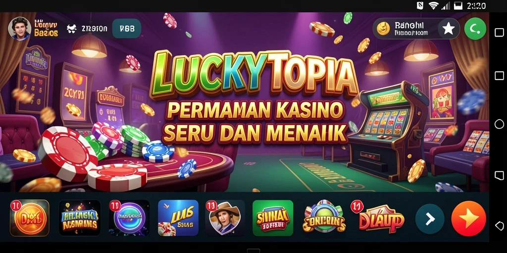 Tampilan gameplay seru di LUCKYTOPIA dengan banyak pilihan kasino.