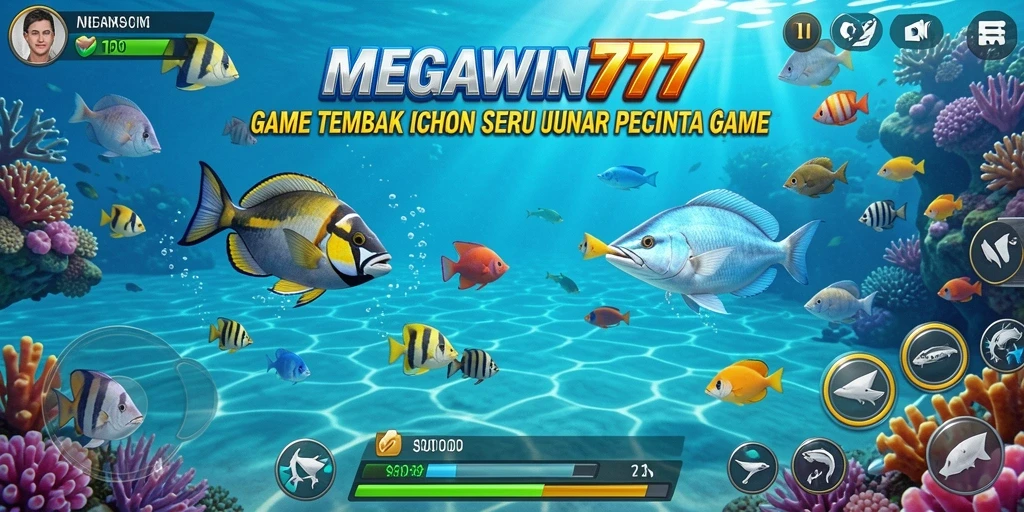 Screenshot gameplay MEGAWIN777 menampilkan aksi tembak ikan yang seru.