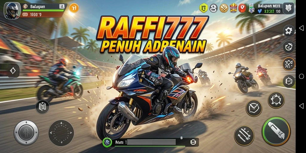 Tampilan gameplay seru dari balapan motor RAFFI777.